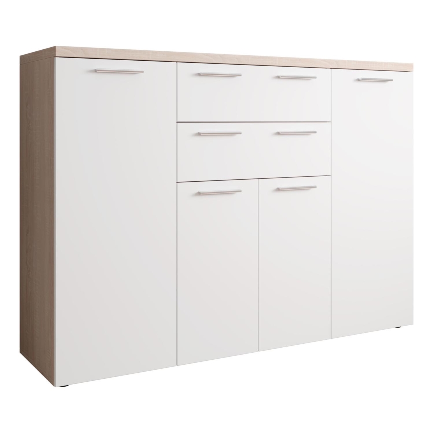 Commode BRUNO chêne sonoma/blanc