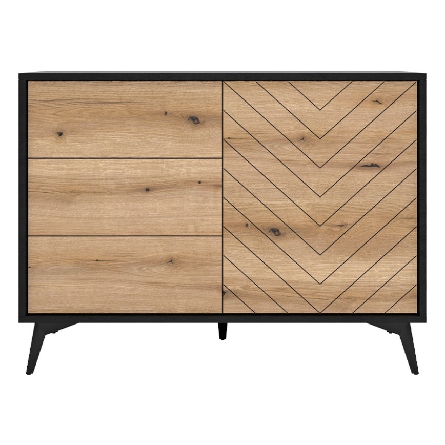 Commode DIAMANT 77x104 cm noir/chêne evoke