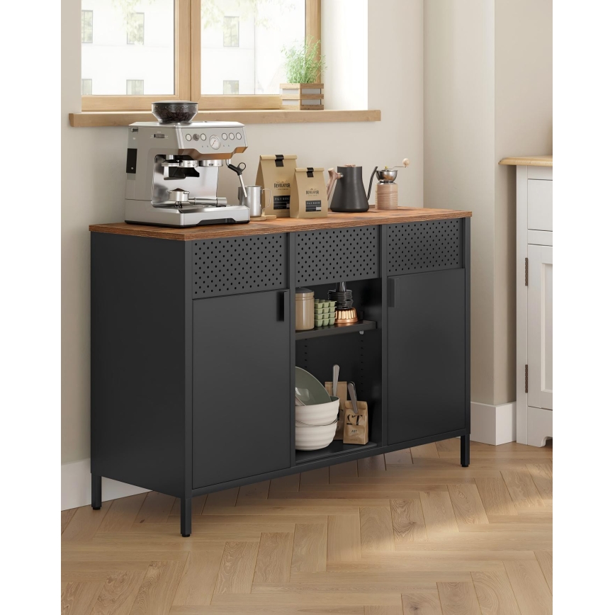 Commode FIRA 110x40 cm noire/marron