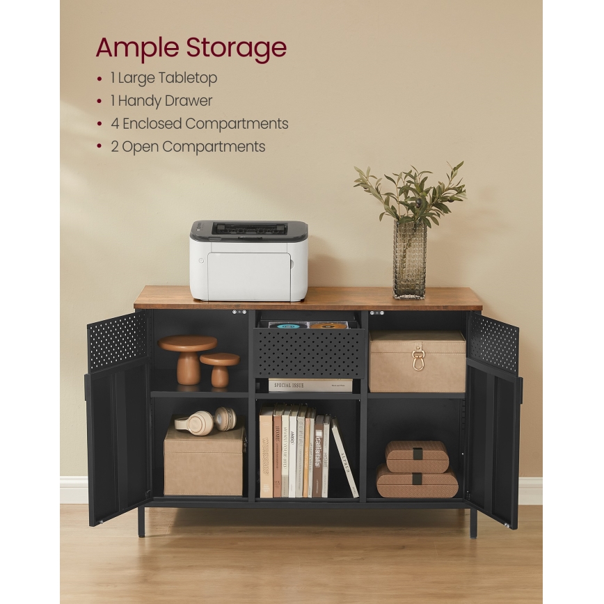 Commode FIRA 110x40 cm noire/marron