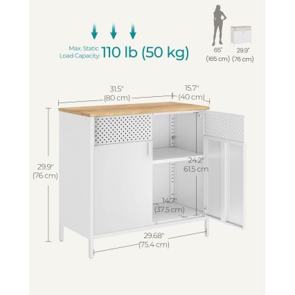 Commode FIRA 80 x 40 cm blanc/chêne