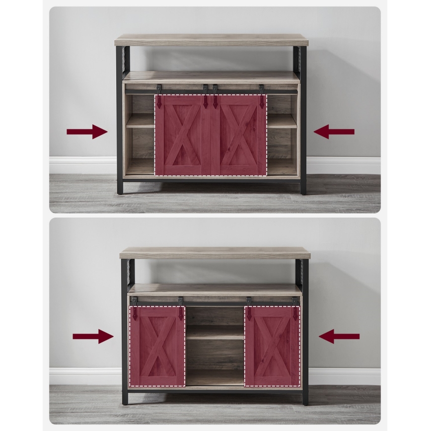 Commode à portes coulissantes FIRA taupe/noir