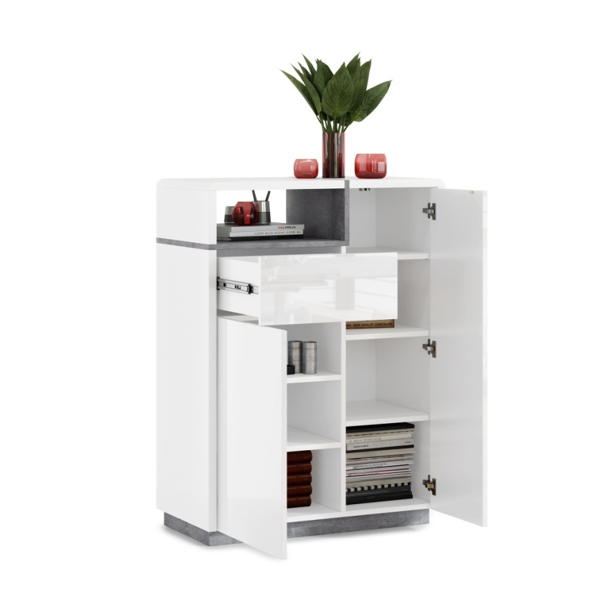 Commode FRED à tiroir, blanc/gris