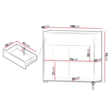 Commode GESITA 100x93 cm chêne Cremona
