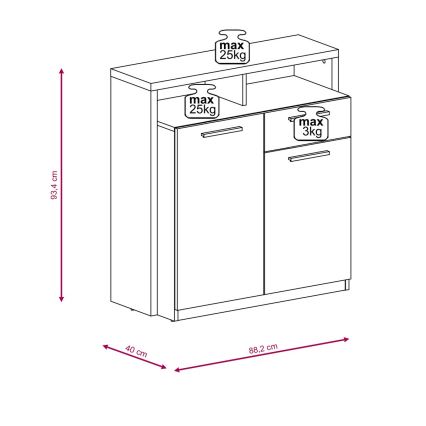 Commode LEBY chêne Sonoma/blanc