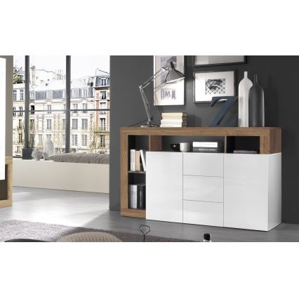Commode LENOR 146x93x42 cm blanc/chêne