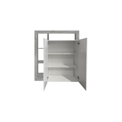 Commode LENOR blanc/gris béton