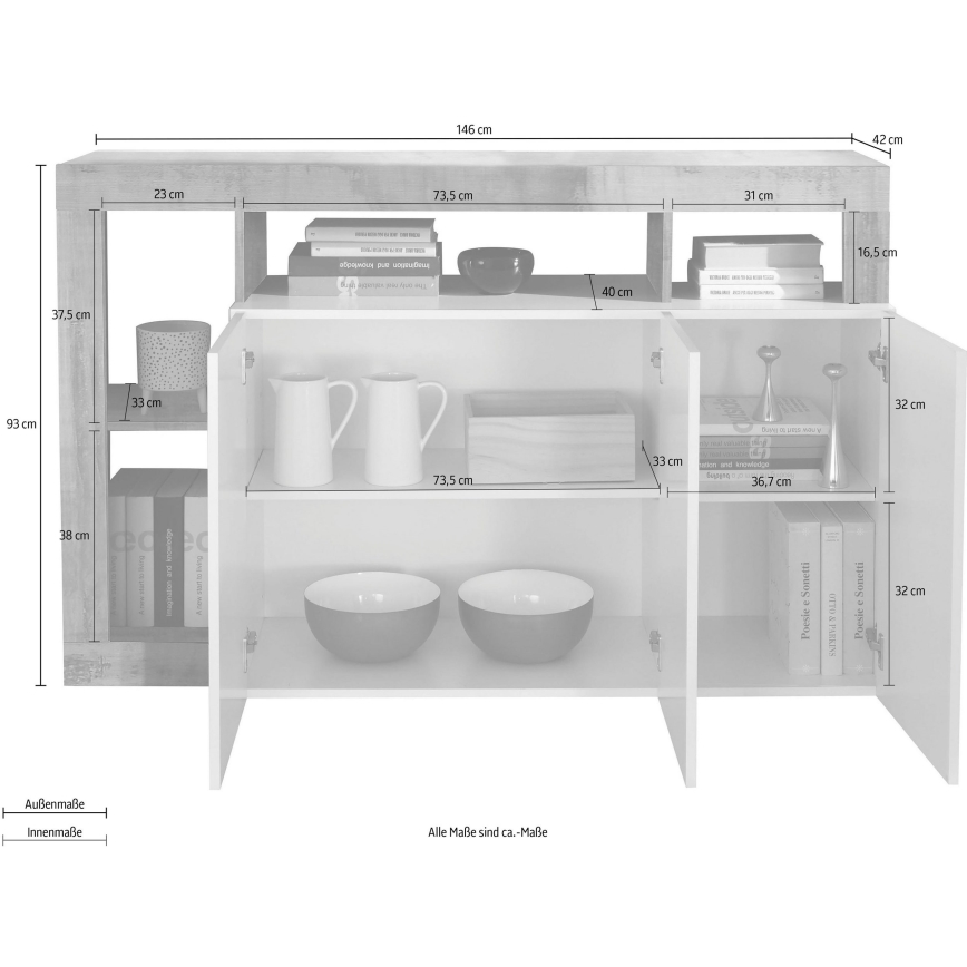 Commode LENOR blanche/anthracite