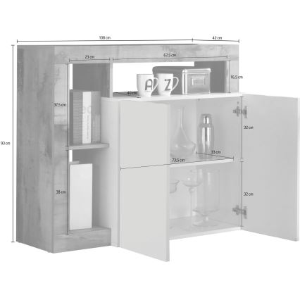 Commode LENOR blanche/chêne