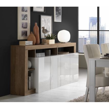 Commode LENOR blanche/chêne