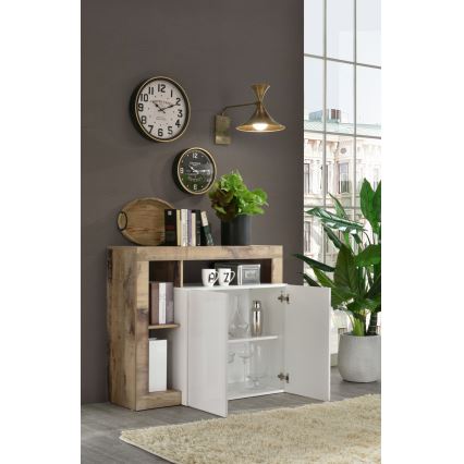 Commode LENOR blanche/marron