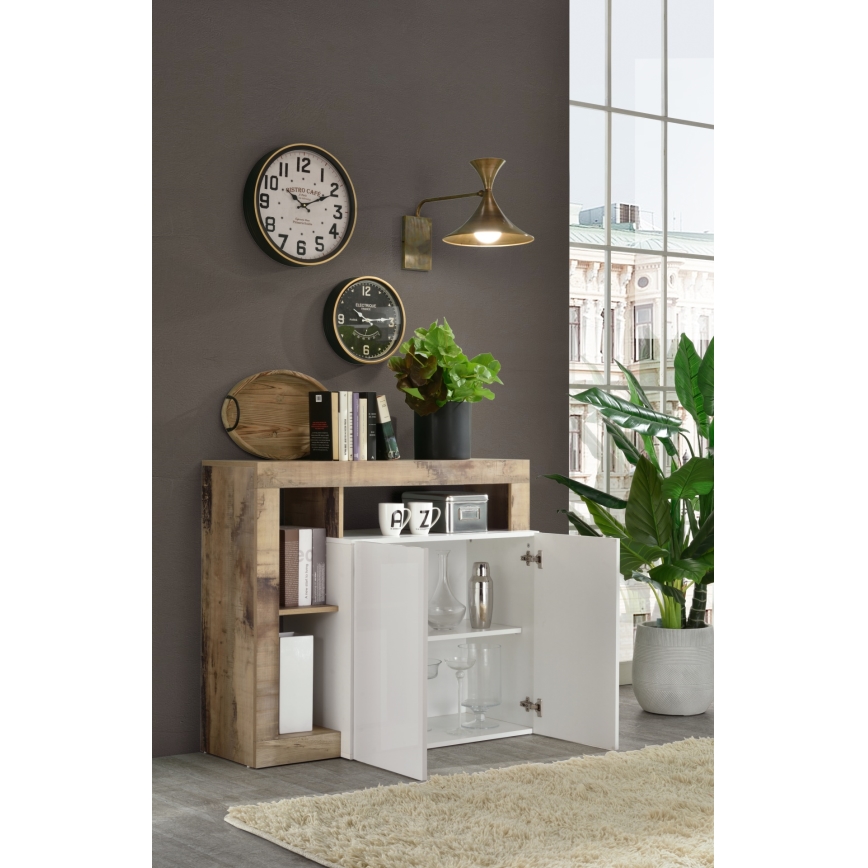 Commode LENOR blanche/marron