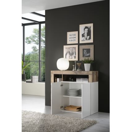 Commode LENOR blanche/marron