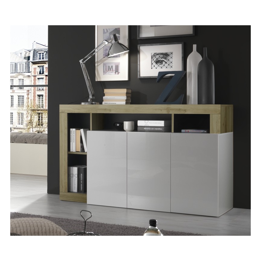 Commode LENOR blanche/marron