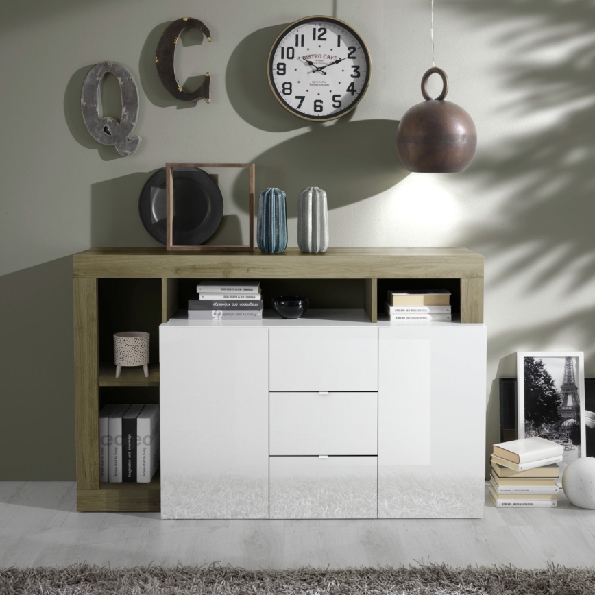 Commode LENOR blanche/marron