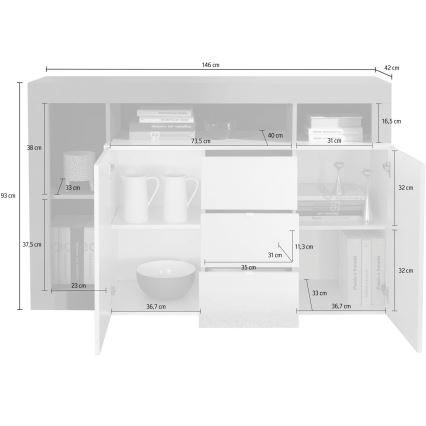 Commode LENOR cachemire/chêne