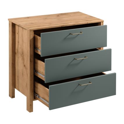 Commode MENTA 90x81x47 cm chêne Wotan/vert