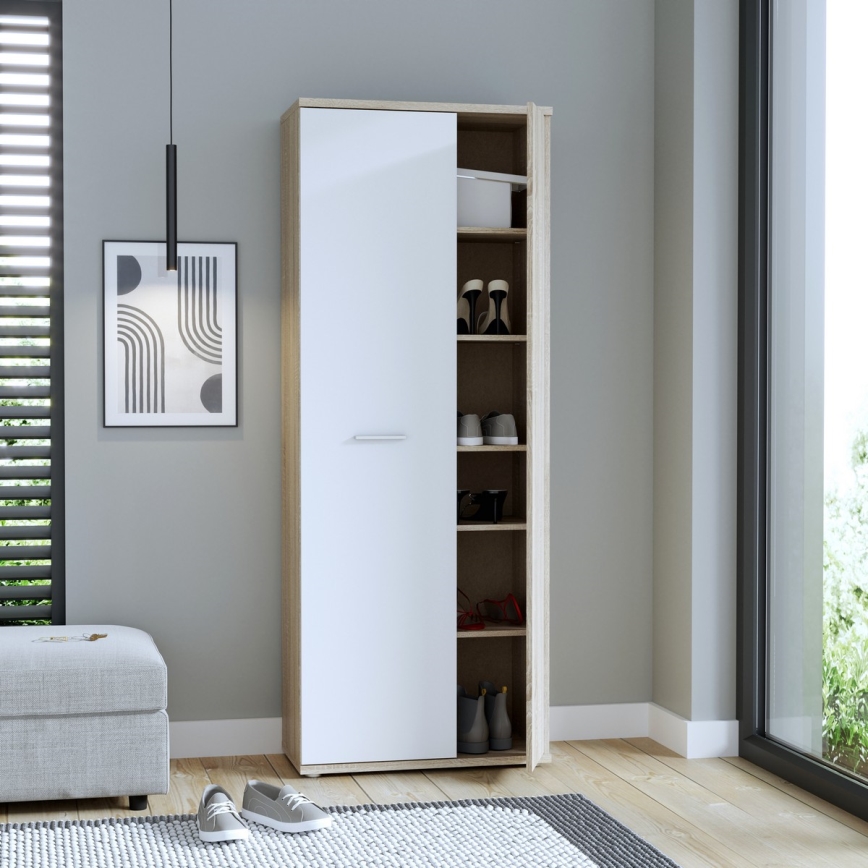 Commode/Meuble à chaussures SIMO chêne sonoma/blanc
