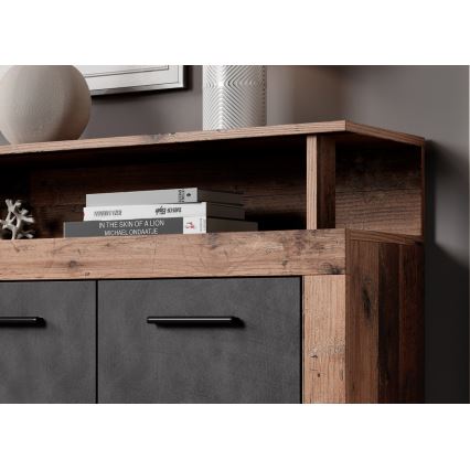 Commode RUNA 190x96x32 cm brun foncé/anthracite
