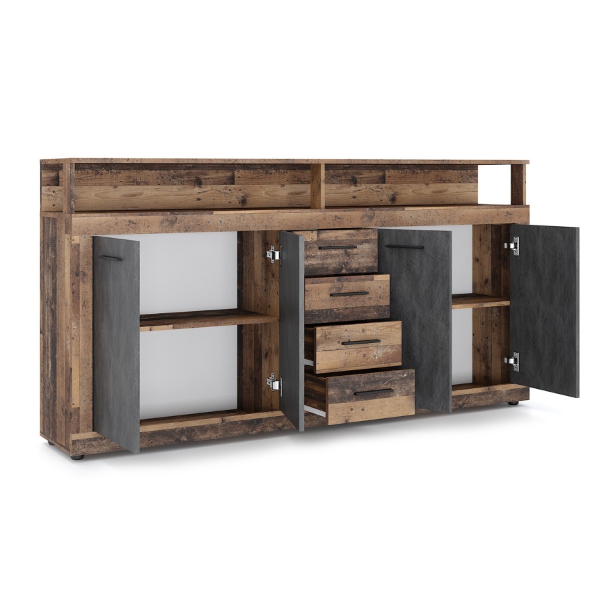 Commode RUNA 190x96x32 cm brun foncé/anthracite