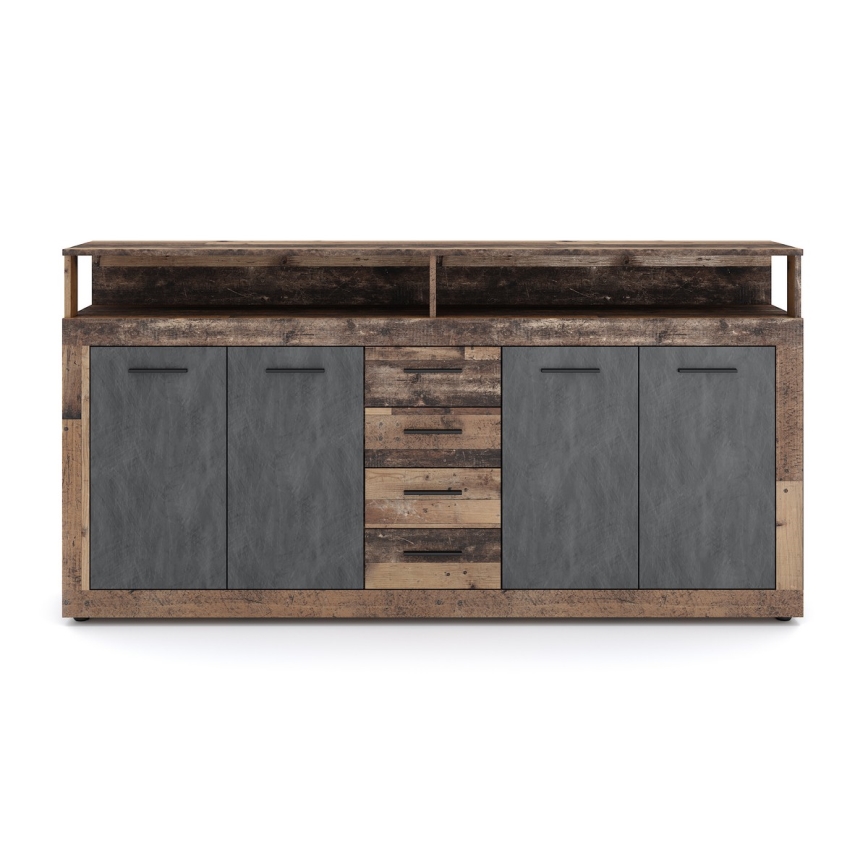 Commode RUNA 190x96x32 cm brun foncé/anthracite
