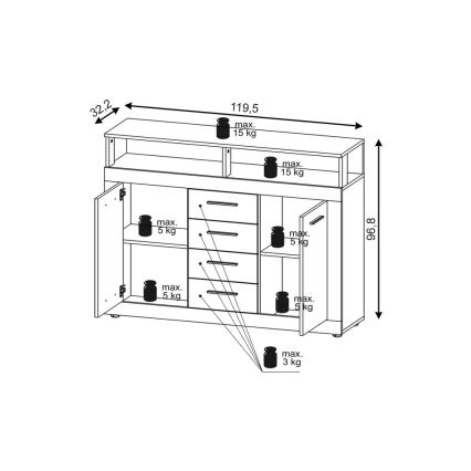 Commode RUNA brun foncé/anthracite