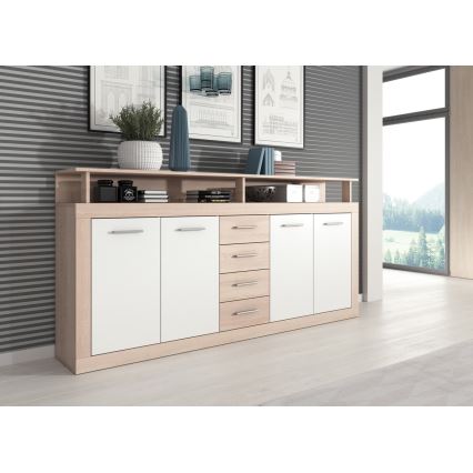 Commode RUNA chêne sonoma/blanc