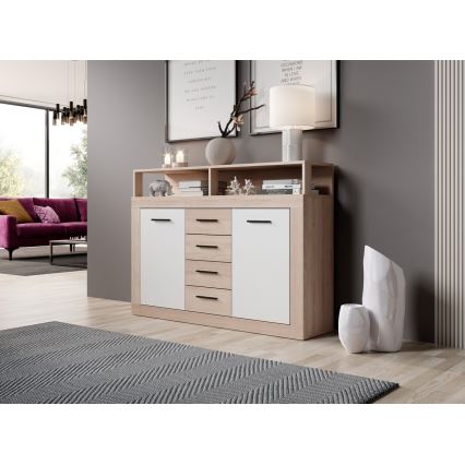 Commode RUNA chêne sonoma/blanc