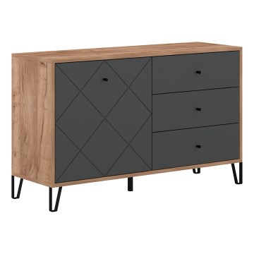 Commode SULA chêne craft/noir
