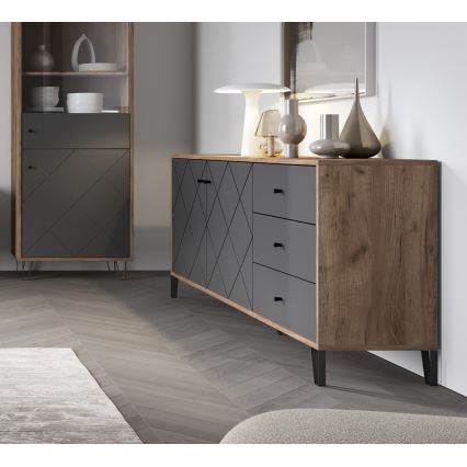 Commode SULA chêne craft/noir