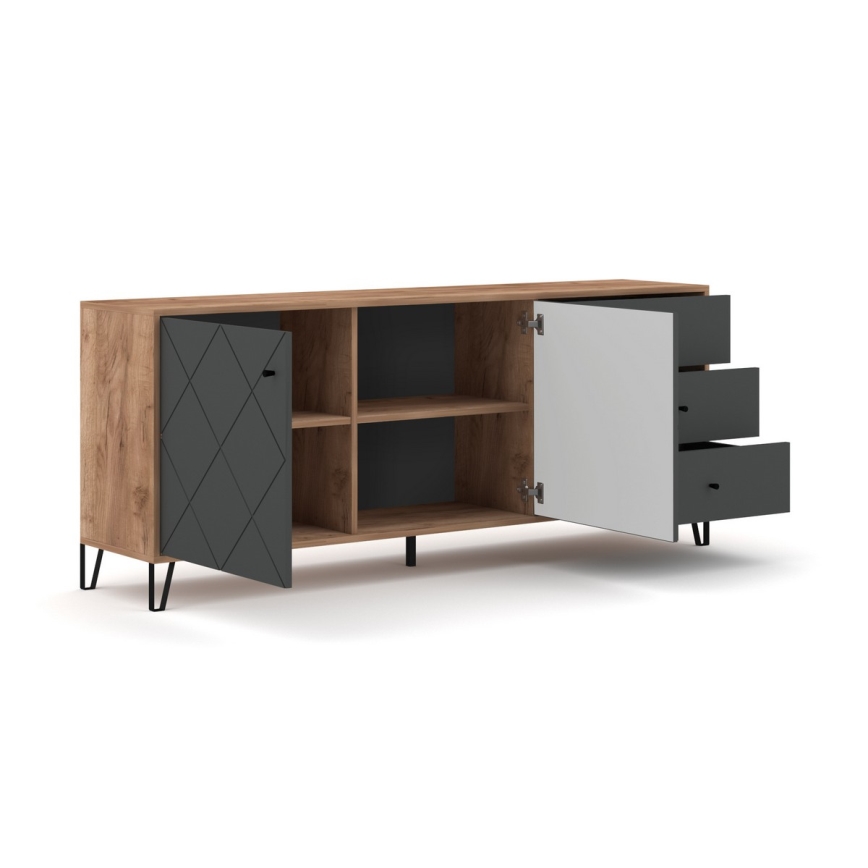 Commode SULA chêne craft/noir