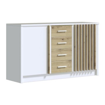 Commode TAYLER blanc/chêne craft