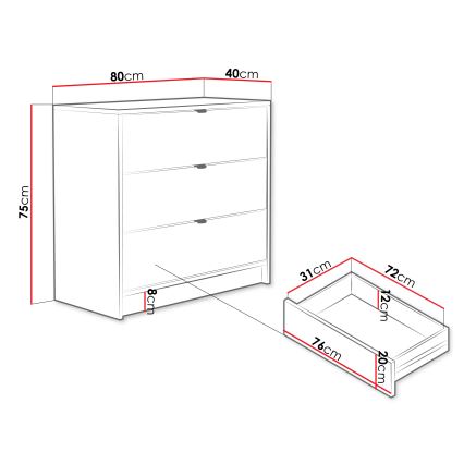 Commode TIRENO 80x75 cm beige