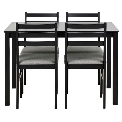 Complete set: eettafel + 4x stoelen EMILY, zwart