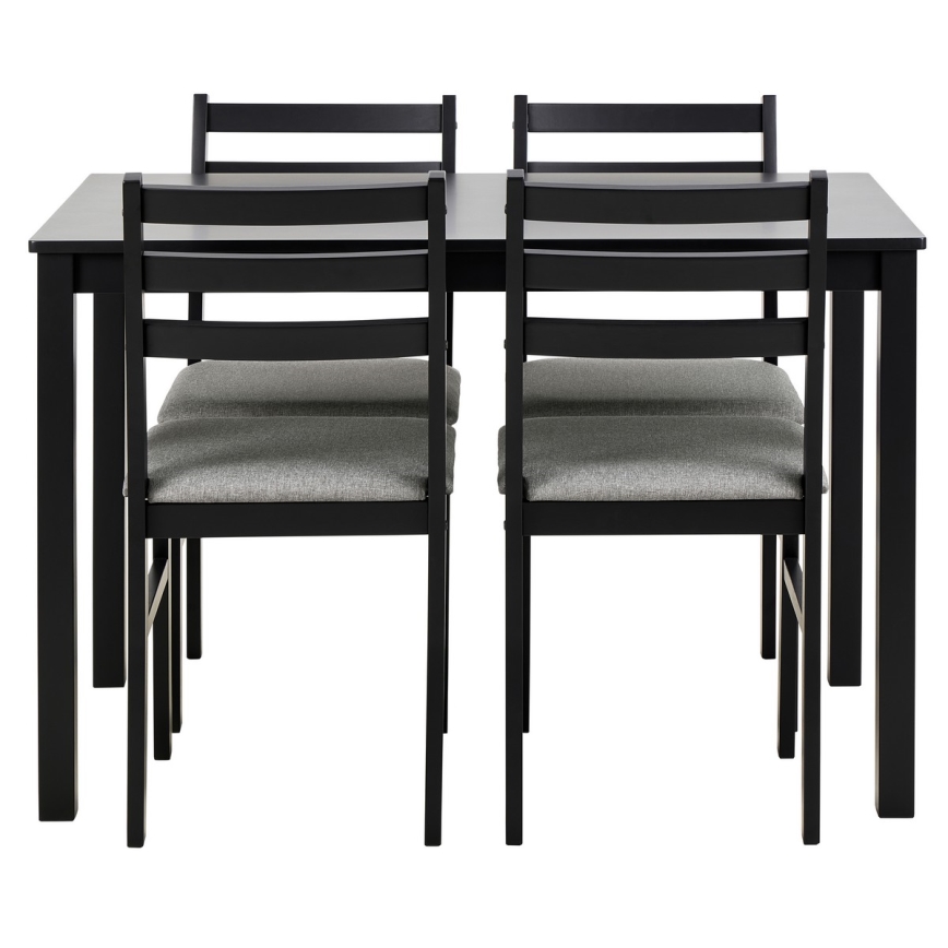 Complete set: eettafel + 4x stoelen EMILY, zwart
