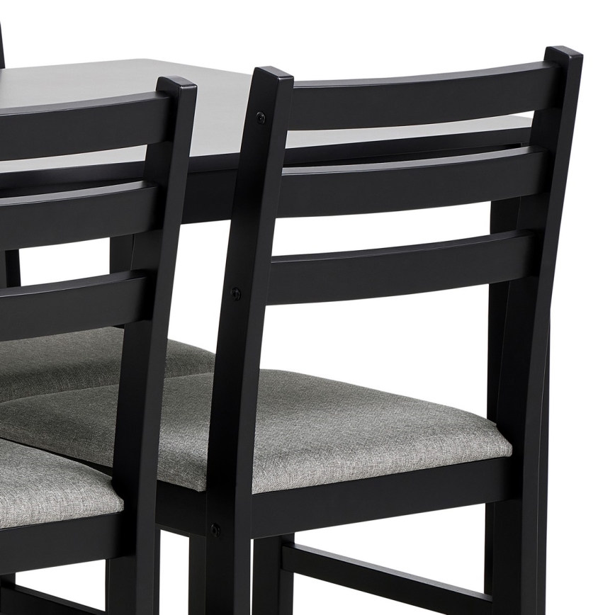 Complete set: eettafel + 4x stoelen EMILY, zwart