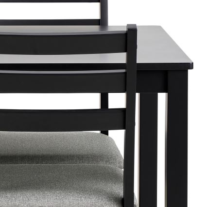Complete set: eettafel + 4x stoelen EMILY, zwart