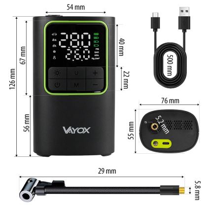 Compresseur d'air de poche numérique 5V 4000 mAh — noir