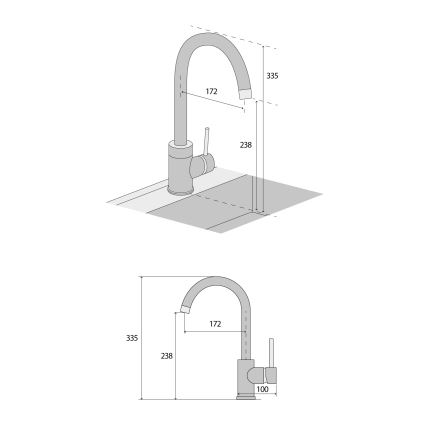 Concept BDG3334WH - Keukenkraan 33,5 cm graniet/wit