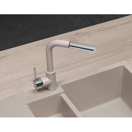 Concept BDG4527BE - Keukenkraan met uittrekbare sproeikop 26,9 cm graniet/beige