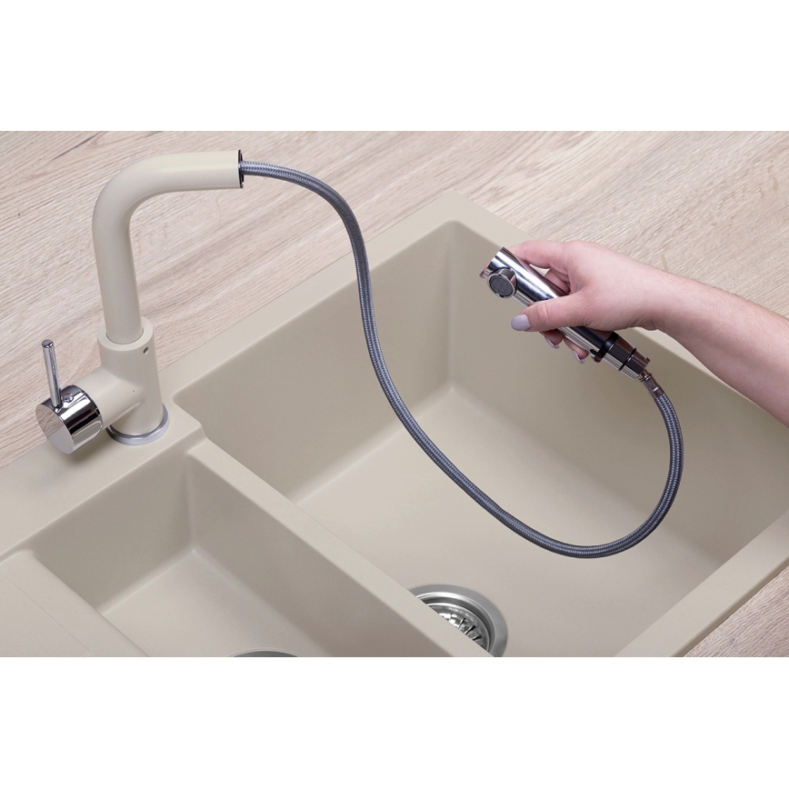 Concept BDG4527BE - Keukenkraan met uittrekbare sproeikop 26,9 cm graniet/beige