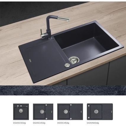 Concept BDG4527DG - Keukenkraan met uittrekbare sproeikop 26,9 cm graniet/donkergrijs