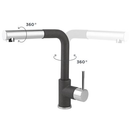 Concept BDG4527DG - Mitigeur d'évier à douchette extractible 26,9 cm, finition granit gris foncé