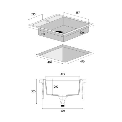 Concept DG00C50BE - Évier de cuisine CUBIS 49x51 cm granite/beige