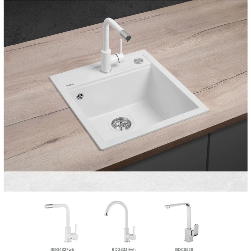 Concept DG00C50WH - Évier de cuisine CUBIS 49 x 51 cm granite/blanc