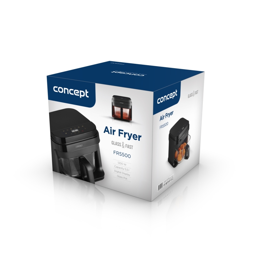 Concept FR5500 - Airfryer GLASS & FAST 5,5 l 1200W/230V noir