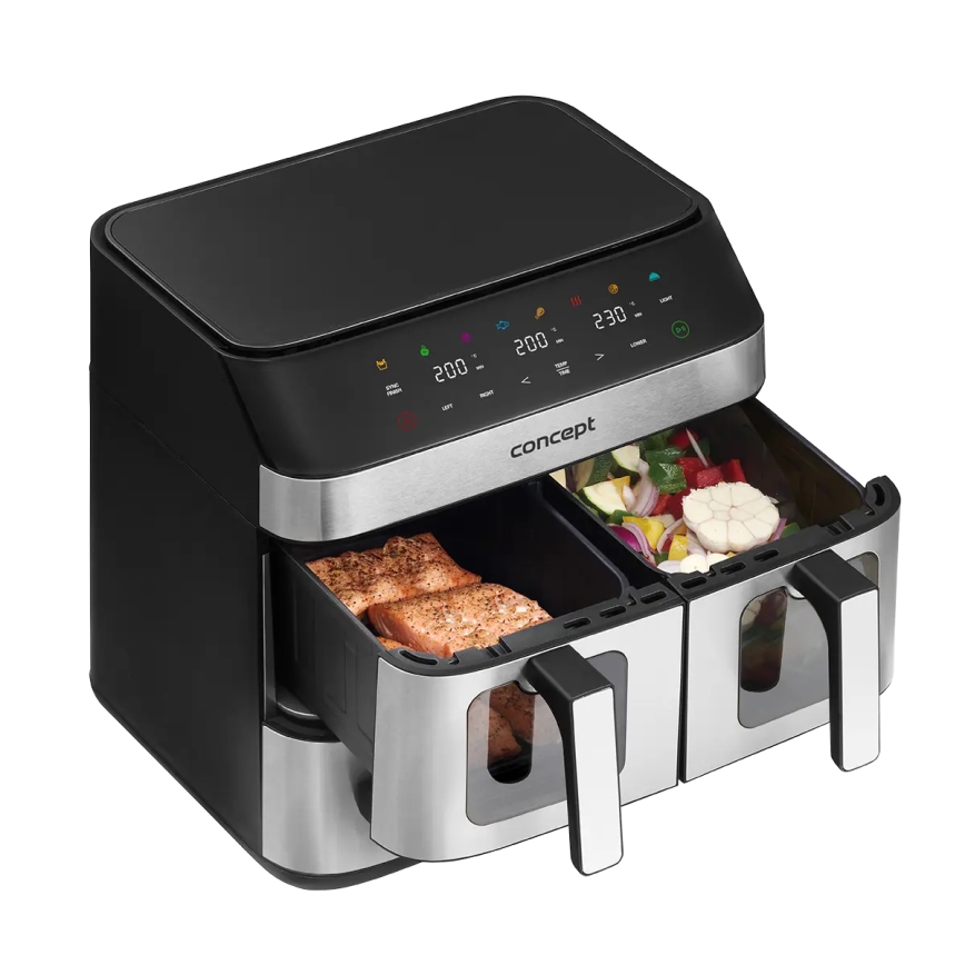 Concept FR9000 - Friteuse à air chaud PIZZA TRIO 18,5 l 2700 W/230 V inox/noir