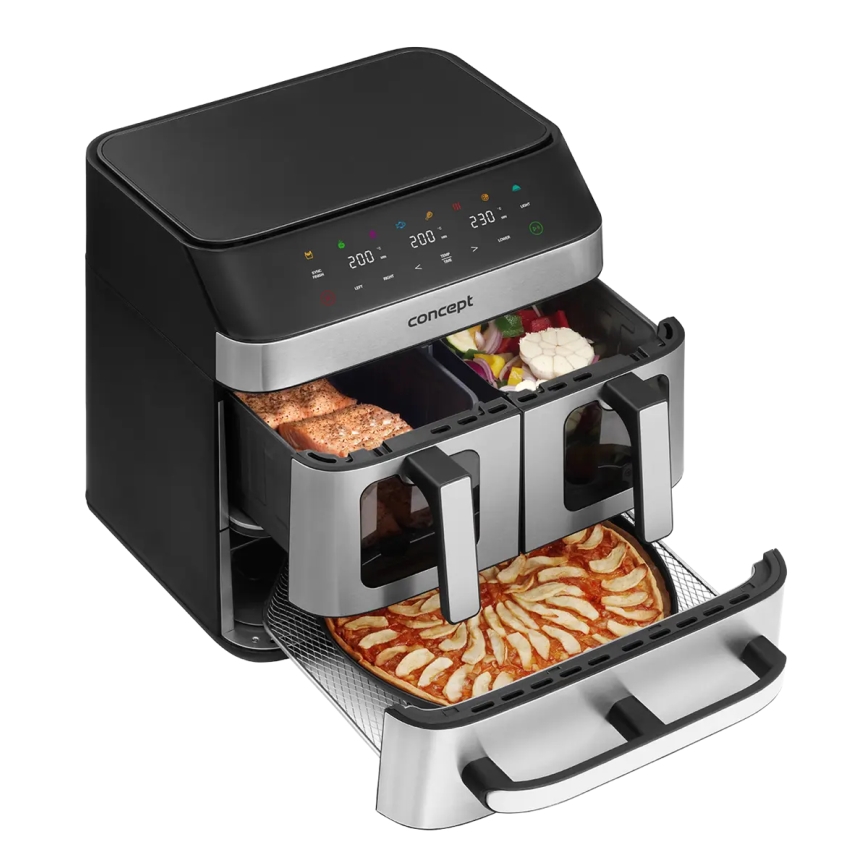 Concept FR9000 - Friteuse à air chaud PIZZA TRIO 18,5 l 2700 W/230 V inox/noir