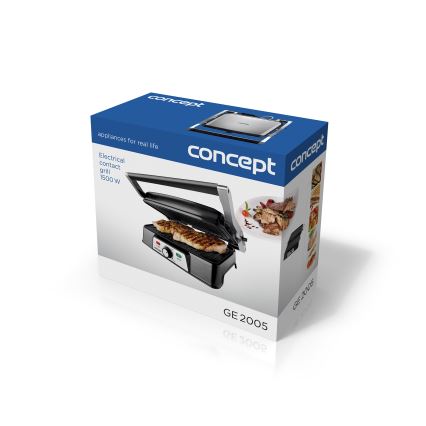 Concept ge2005 - Contactgrill 1500W/230V roestvrij/zwart