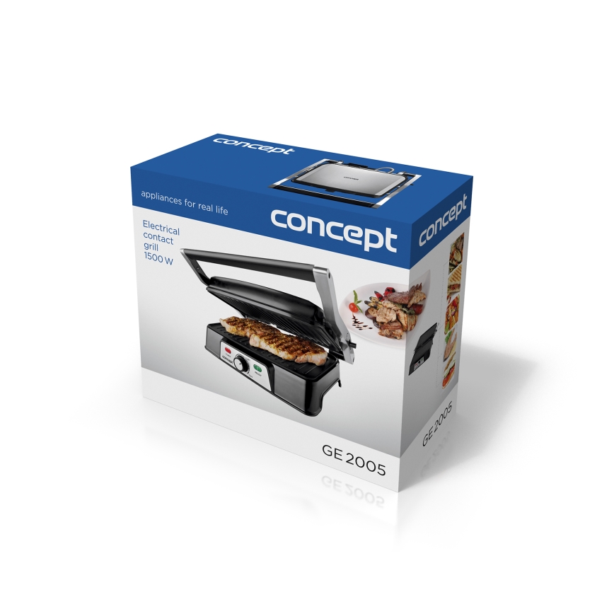 Concept ge2005 - Contactgrill 1500W/230V roestvrij/zwart